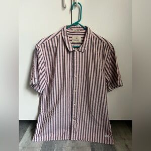 Scotch & Soda Red & Blue Striped Casual Shirt